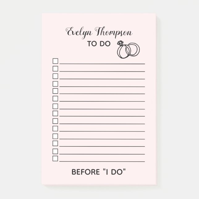 Bride To Do List Wedding Post-it Block (Framsida)