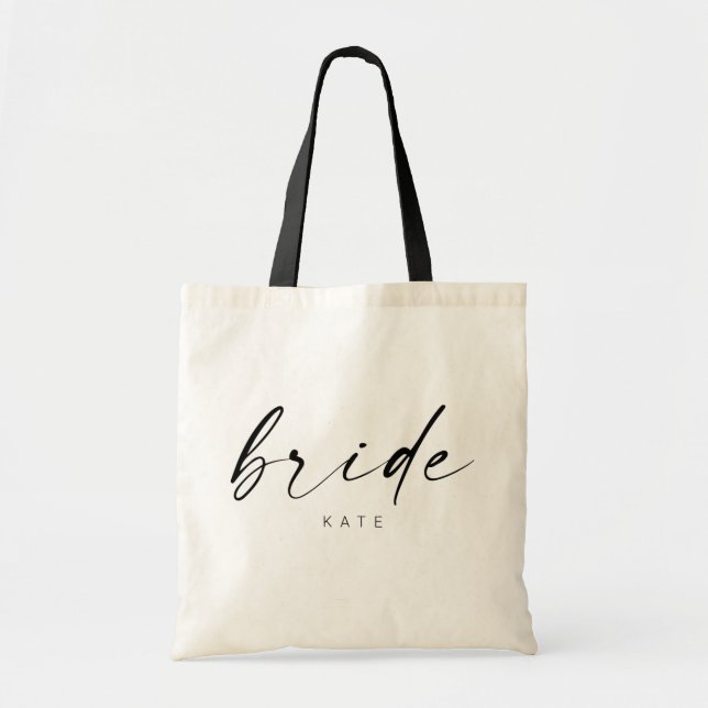 Bride Tote Bag | Modern skript Tygkasse (Framsidan)