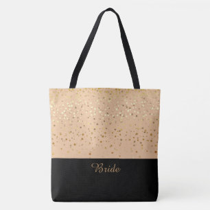 Bride Tote Bag Peach & Petite Golden Stars Tygkasse