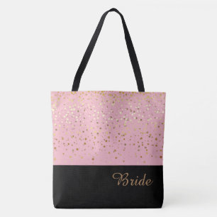 Bride Tote Bag Rosa & Petite Golden Stars Tygkasse