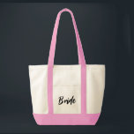Bride Tote Tygkasse<br><div class="desc">Tote-påsen visas vid Rosa med speciell Bride-text. Tote Färg: Naturlig/Rosa</div>
