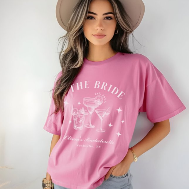 Bride Travel Shock rosa Cocktail Bachelorette T Shirt (Skapare uppladdad)