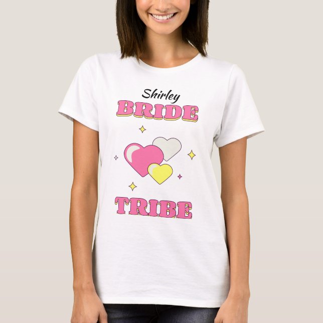 BRIDE TRIBE Bachelorette/Hen editable namn T Shirt (Framsida)