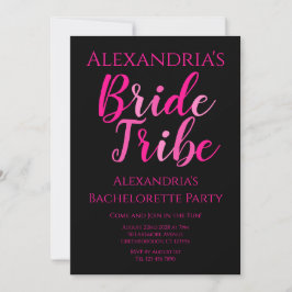 Bride Tribe Bachelorette Party Shock rosa Black Inbjudningar