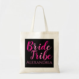 Bride Tribe Bachelorette Party Shock rosa Black Tygkasse