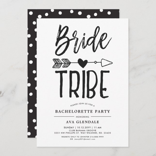 Bride Tribe | Bachelorette Party Spoted Inbjudningar (Fram/baksida)
