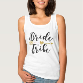 Bride Tribe Black och Golden Glitter-Print Linne Med Racerback