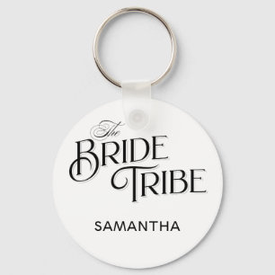 Bride Tribe Black Script Anpassningsbar Bridesmaid Nyckelring