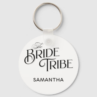 Bride Tribe Black Script Anpassningsbar Bridesmaid Nyckelring