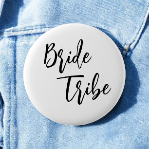 Bride Tribe Black White Elegant bröllop-knapp Knapp