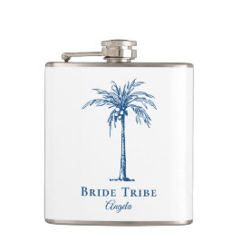Bride Tribe Blue Tropical Handflatan Träd Anpassni Fickplunta
