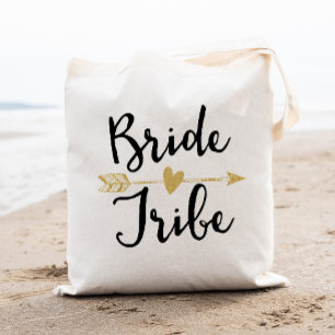 Bride Tribe Bridesmaid Black och Golden Tygkasse