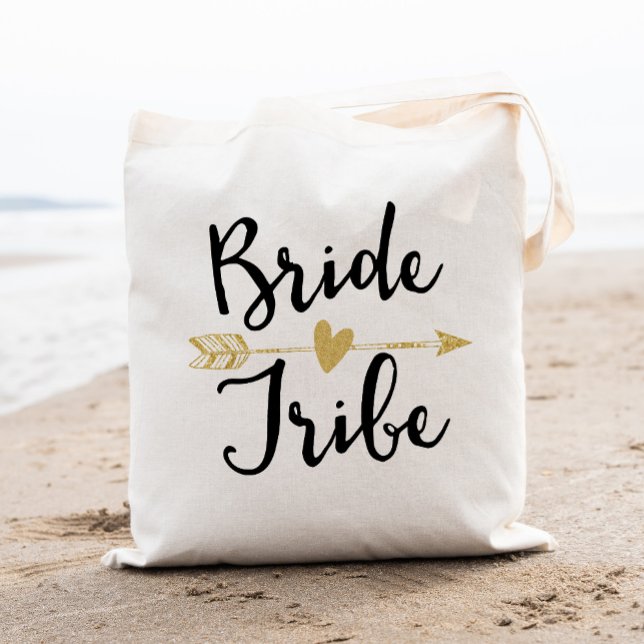 Bride Tribe Bridesmaid Black och Golden Tygkasse (Skapare uppladdad)