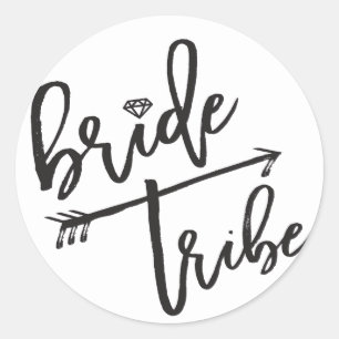 Bride Tribe Diamond Brudens sida Wedding Stickers Runt Klistermärke