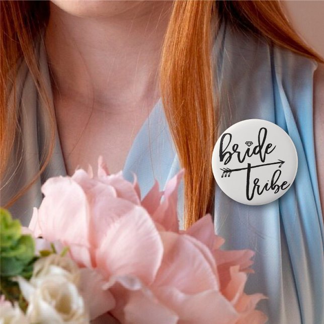 Bride Tribe Diamond Brush Brudens sida Bröllop Knapp (BRIDE TRIBE Diamond Brush Script Bridal/Bachelorette Party Wedding Pin Button @ fatfatin_blue_knot)