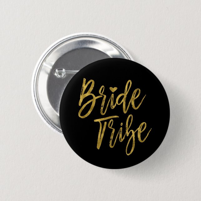 Bride Tribe Faux Gold Foil Bachelorette Party Knapp (Framsida & baksida)