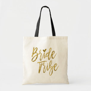 Bride Tribe Faux Gold Foil Bröllopsfest Bag Tygkasse