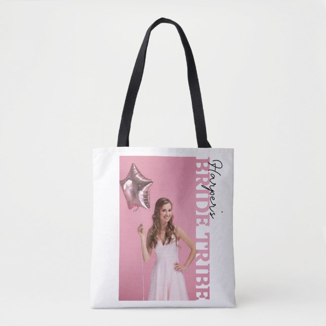 Bride Tribe Foto Shoppingväska | Personlig Henfest Tygkasse (Framsida)