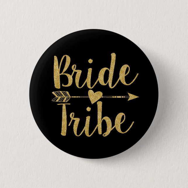 Bride Tribe | Glitter-Print Golden Knapp (Framsida)