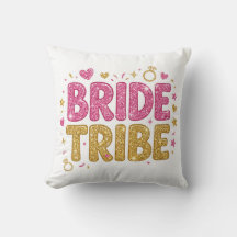 Bride Tribe Glitter Throw Pillow
