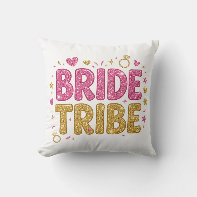 Bride Tribe Glitter Throw Pillow Kudde (Framsida)