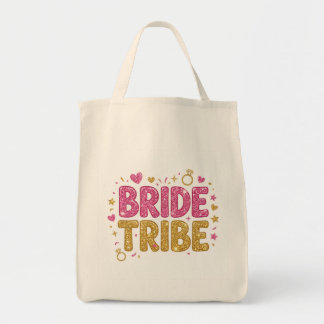 Bride Tribe Glitter Tote Bag Tygkasse