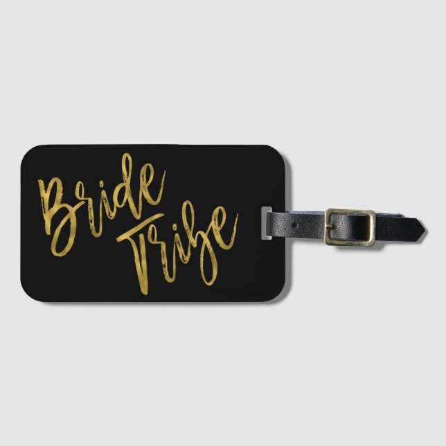 Bride Tribe Gold Foil Luggage Bag Märkre Bagagebricka (Framsida horisontal)