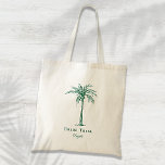 Bride Tribe Grönt Tropical Handflatan Träd Anpassn Tygkasse<br><div class="desc">Denna roligt tropiska väska från handflatan träd till väskan med ord "Bride Tribe" i emerald grönt är den perfekt möhippans gåva till en tropisk stranddestination eller utomhus bröllop! Anpassa det med din brudgumms namn.</div>