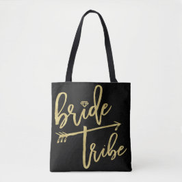 Bride Tribe Guld Diamond Brudens sida Tote Bag Tygkasse