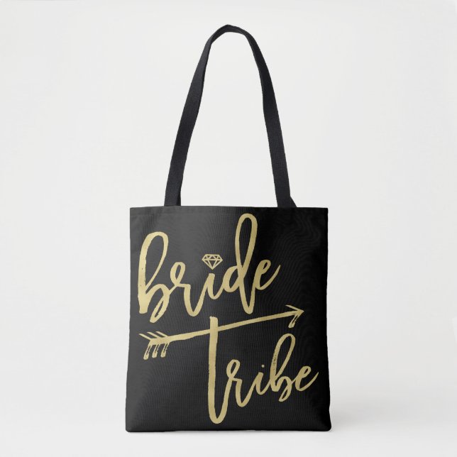Bride Tribe Guld Diamond Brudens sida Tote Bag Tygkasse (Framsida)