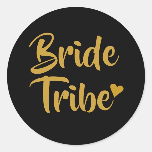 Bride Tribe Guld Heart Runt Klistermärke (Framsida)