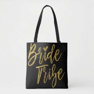 Bride Tribe Guld och Black Bröllopsfest Bag Tygkasse