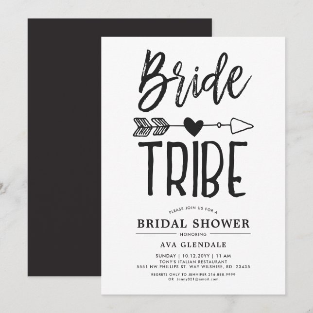 Bride Tribe | Manus Bröllopsdusch Inbjudningar (Fram/baksida)