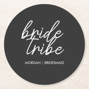 Bride Tribe   Modern Bridesmaid Bachelorette Underlägg Papper Rund