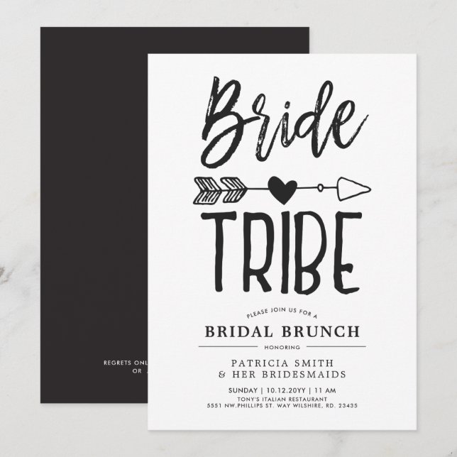 Bride Tribe Möhippa Brunch Bröllop Inbjudningar (Fram/baksida)