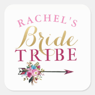Bride Tribe Möhippa Stickers Blommigt Hen Fyrkantigt Klistermärke