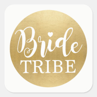 Bride Tribe Möhippa Stickers Guld Möhippa Fyrkantigt Klistermärke
