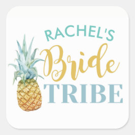 BRIDE Tribe Möhippa Stickers Pineapple Luau Fyrkantigt Klistermärke
