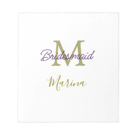 Bride tribe monogram bridal shower simple golden p anteckningsblock