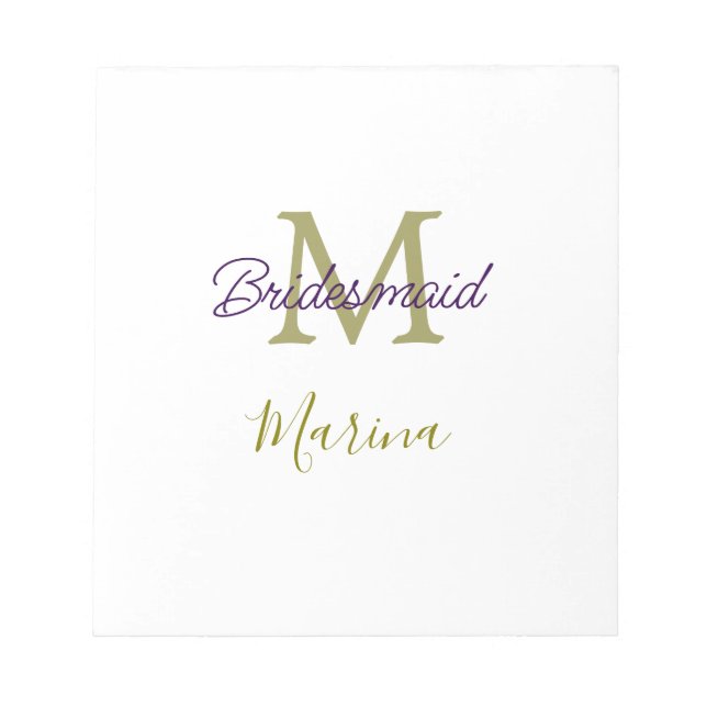 Bride tribe monogram bridal shower simple golden p anteckningsblock (Framsida)