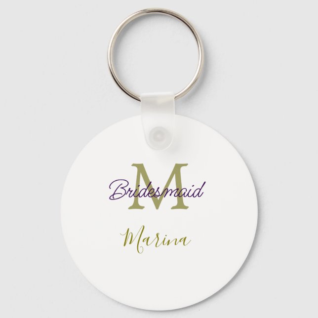 Bride tribe monogram bridal shower simple golden p nyckelring (Framsida)