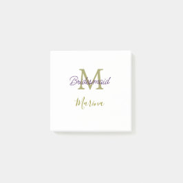 Bride tribe monogram bridal shower simple golden p post-it block