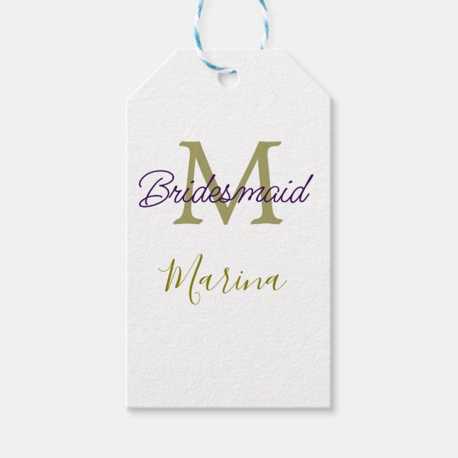 Bride tribe monogram bridal shower simple golden p presentetikett (Framsidan)