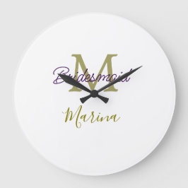Bride tribe monogram bridal shower simple golden p stor klocka