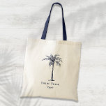 Bride Tribe Navy Blue Tropical Handflatan Träd Anp Tygkasse<br><div class="desc">Den här roligten tropiska väskan handflatan träd med ord "Bride Tribe" i marinblått är den perfekt möhippans gåva till en tropisk stranddestination eller utomhus bröllop! Anpassa det med din brudgumms namn.</div>