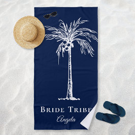 Bride Tribe Navy Blue White Handflatan Träd Anpass