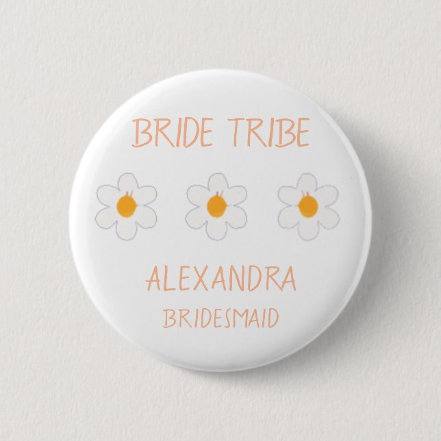 Bride Tribe Peach Blommigt Bachelorette Bridesmaid Knapp (Framsida)
