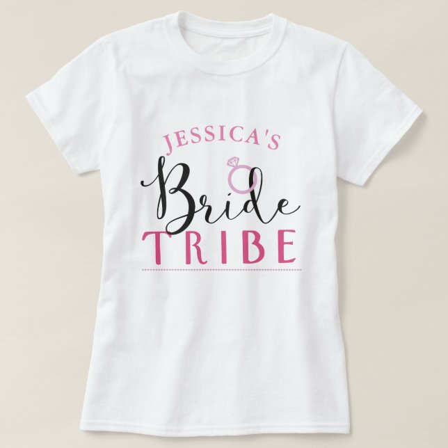 Bride Tribe Personlig Ring Möhippa Toppar T Shirt (Design framsida)