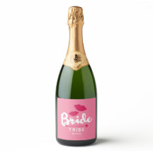Bride Tribe Rosa Sparkling Vin Label Kiss