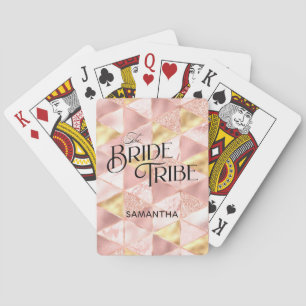 Bride Tribe Rose Gold Harlequin Diamond Brudtärna Casinokort